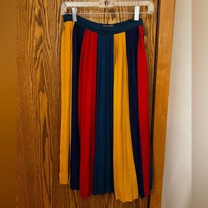 ModCloth Red Yellow Teal Striped Skirt